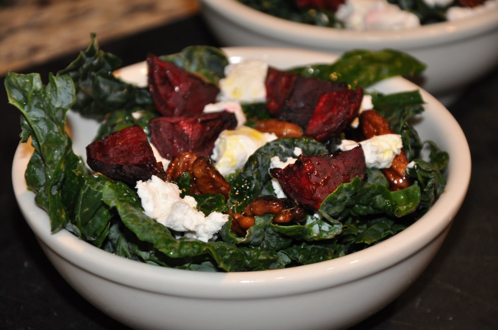 Autumn Salad with Beets, Goat CHeese and Pecan Pie Crisps