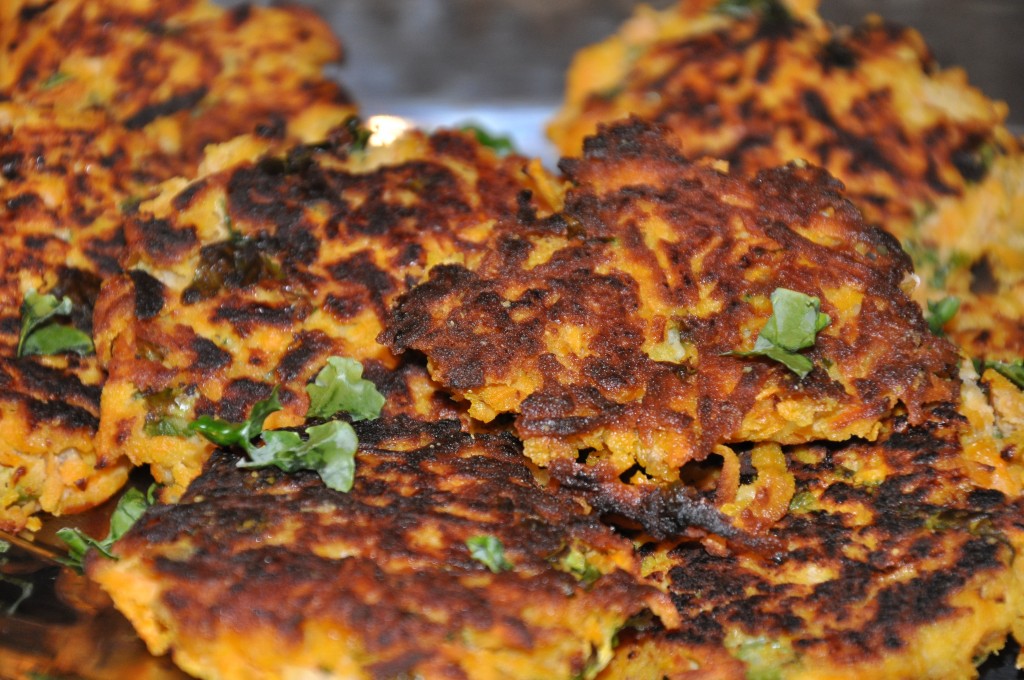 sweet potato-kale gluten free and paleo latkes