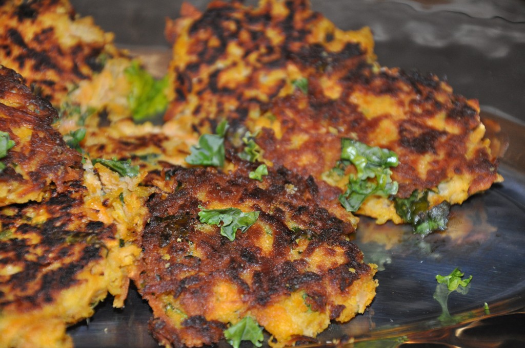 sweet potato-kale gluten free and paleo latkes