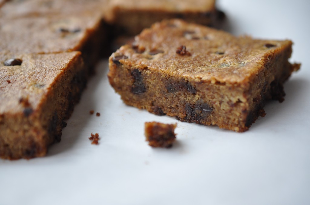 Healthified Chocolate Chip Chickpea Blondies made by Arielle Haspel of bewellwitharielle.com