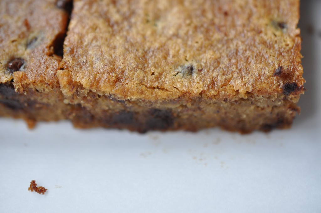 Healthified Chocolate Chip Chickpea Blondies made by Arielle Haspel of bewellwitharielle.com