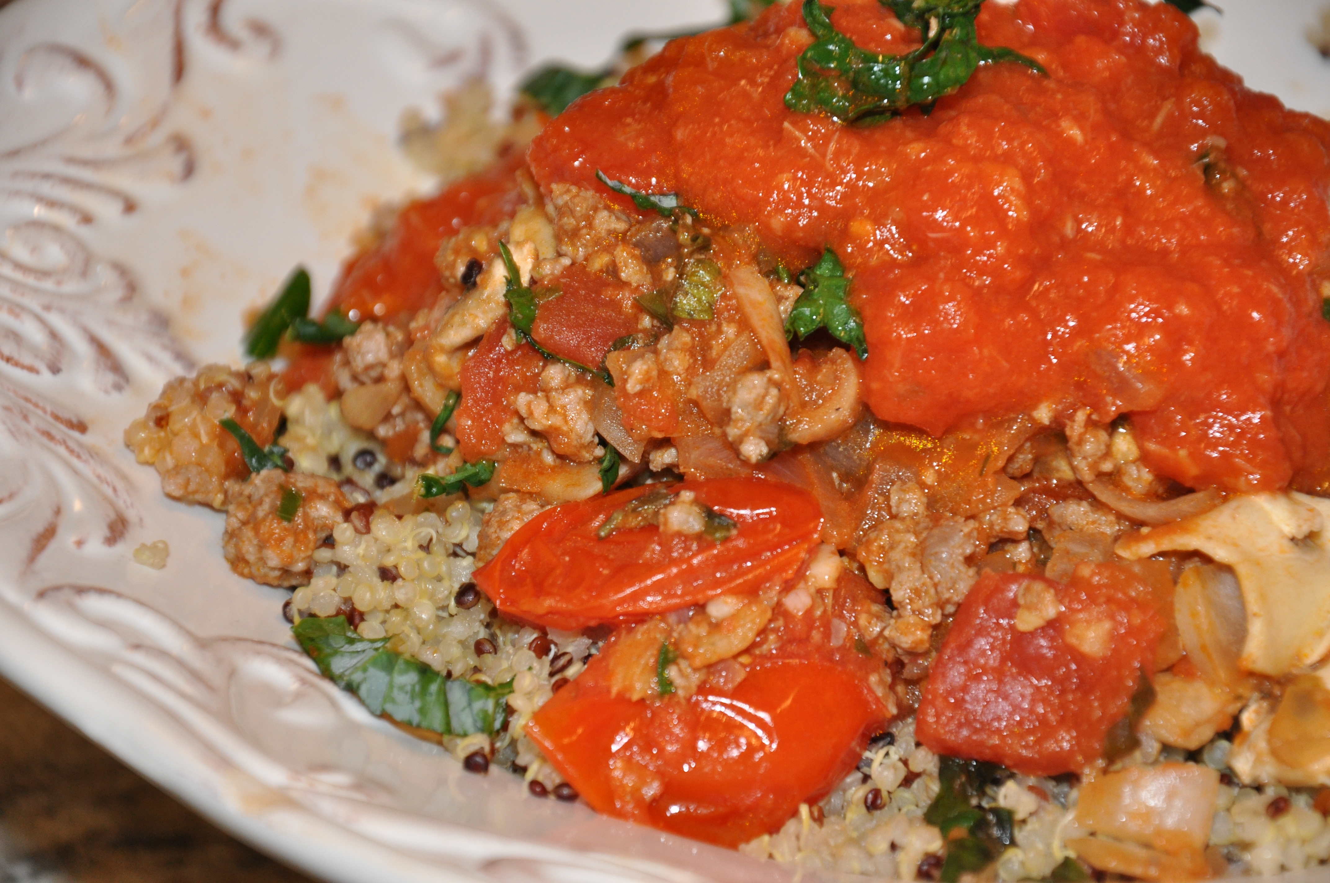 quinoa bolognese with kale