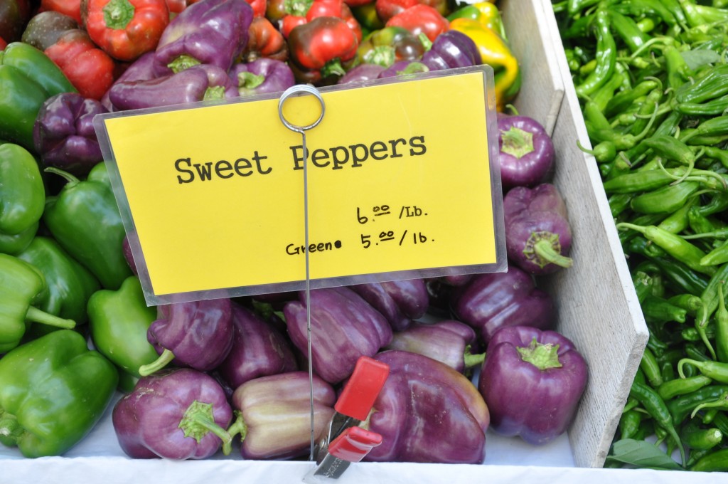 purple peppers from farmers market