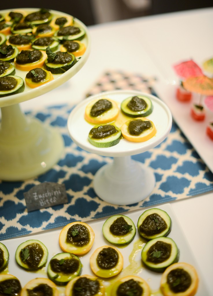 Zucchini Bites with Pistachio Pesto and Drizzled Honey