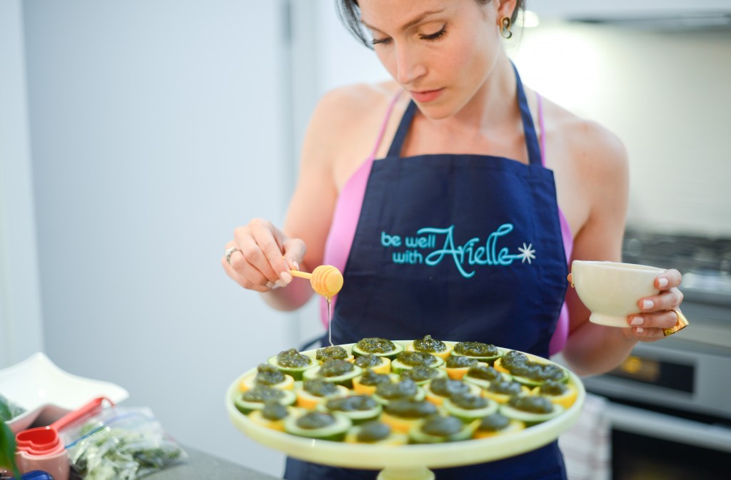 Zucchini Bites with Pistachio Pesto and Drizzled Honey