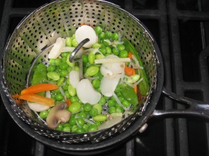 Steaming up the veggies...