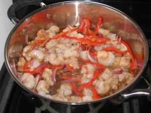 Sweetening and sizzling up the shrimp...