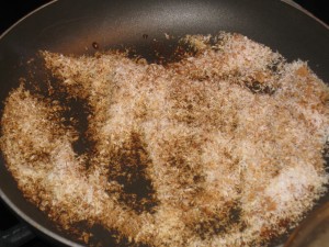 Toasting the coconut...