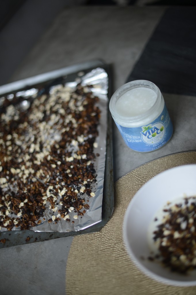 chocolate chip cookie granola by Arielle Haspel of Be Well with Arielle for vita coco coconut oil