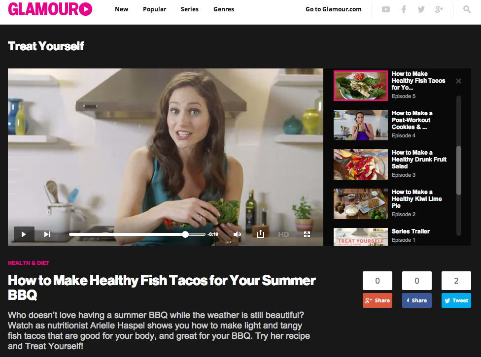 healthy summer bbq fish tacos featured on glamour.com made by arielle haspel