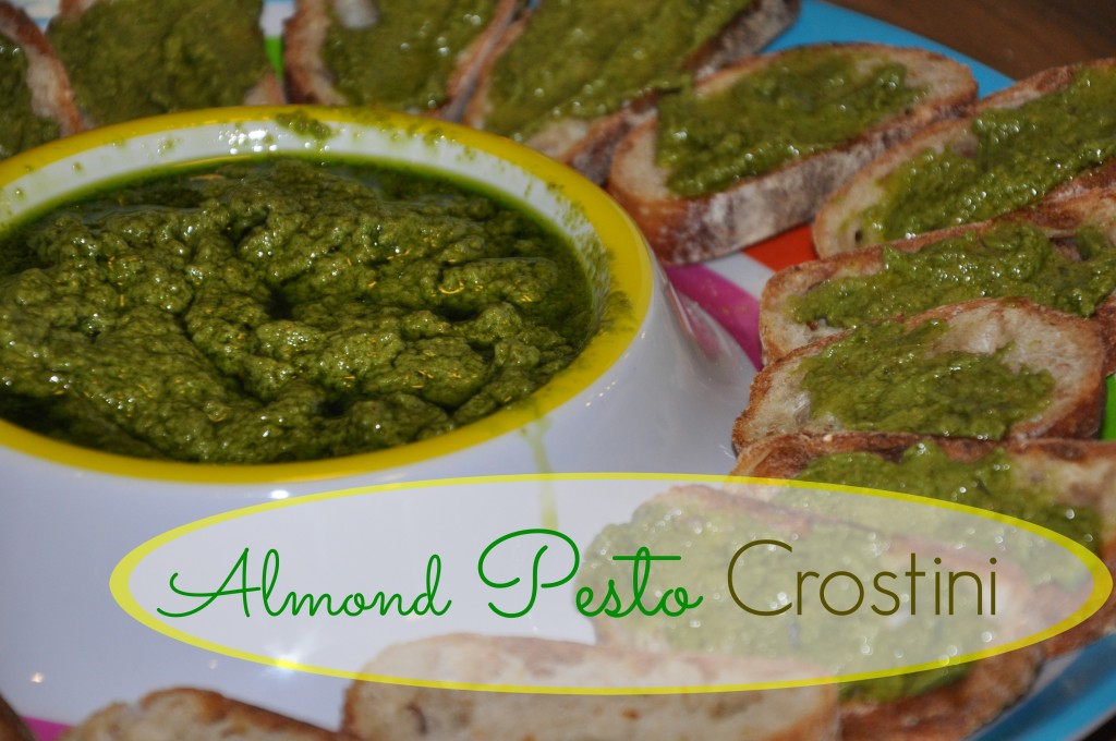 almond pesto crostini at arielle haspel cooking class