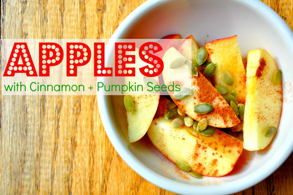 apples with cinnamon and pumpkin seeds